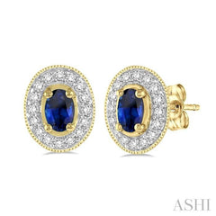 ASHI Oval Shape Gemstone & Halo Diamond Earrings 58196PPFNERSP