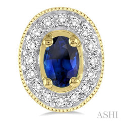 ASHI Oval Shape Gemstone & Halo Diamond Earrings 58196PPFNERSP