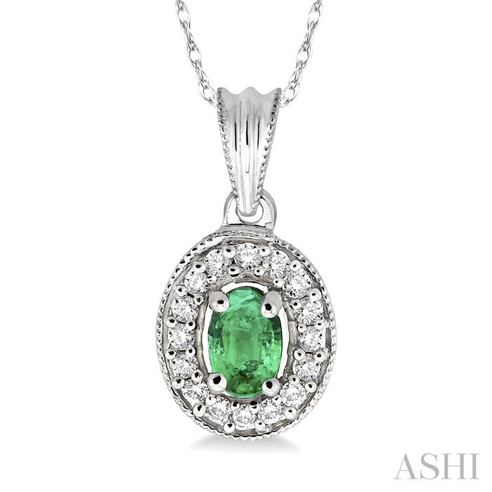 ASHI Oval Shape Gemstone & Halo Diamond Pendant 58197PPFNPDEMW