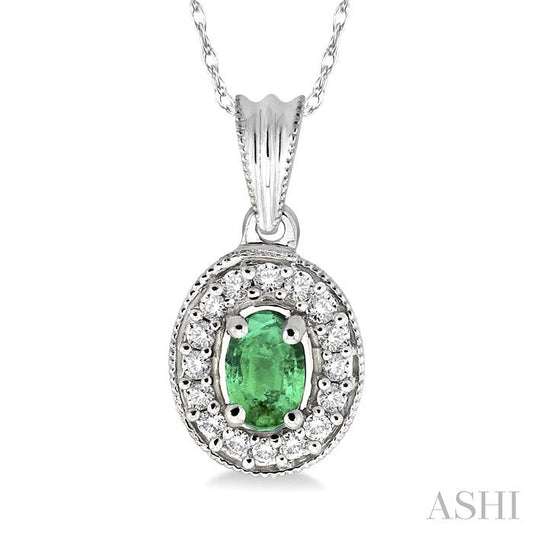 ASHI Oval Shape Gemstone & Halo Diamond Pendant 58197PPFNPDEMW