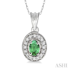 ASHI Oval Shape Gemstone & Halo Diamond Pendant 58197PPFNPDEMW