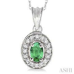 ASHI Oval Shape Gemstone & Halo Diamond Pendant 58197PPFNPDEMW