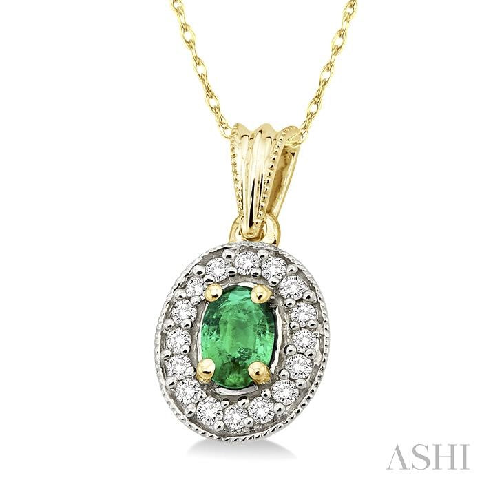ASHI Oval Shape Gemstone & Halo Diamond Pendant 58197PPFNPDEM