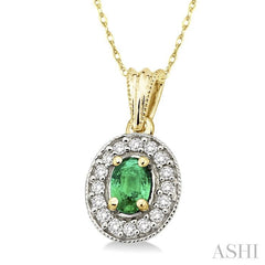 ASHI Oval Shape Gemstone & Halo Diamond Pendant 58197PPFNPDEM