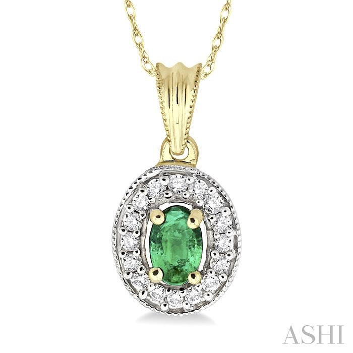 ASHI Oval Shape Gemstone & Halo Diamond Pendant 58197PPFNPDEM