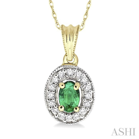 ASHI Oval Shape Gemstone & Halo Diamond Pendant 58197PPFNPDEM