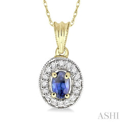 ASHI Oval Shape Gemstone & Halo Diamond Pendant 58197PPFNPDSP