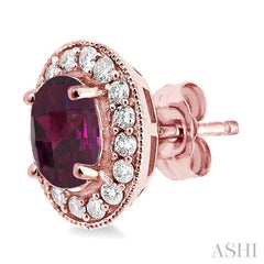 ASHI Oval Shape Gemstone & Halo Diamond Earrings 58214PPFNERRHPG