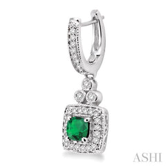 ASHI Cushion Shape Gemstone & Halo Diamond Earrings 58355PPFNEREMWG