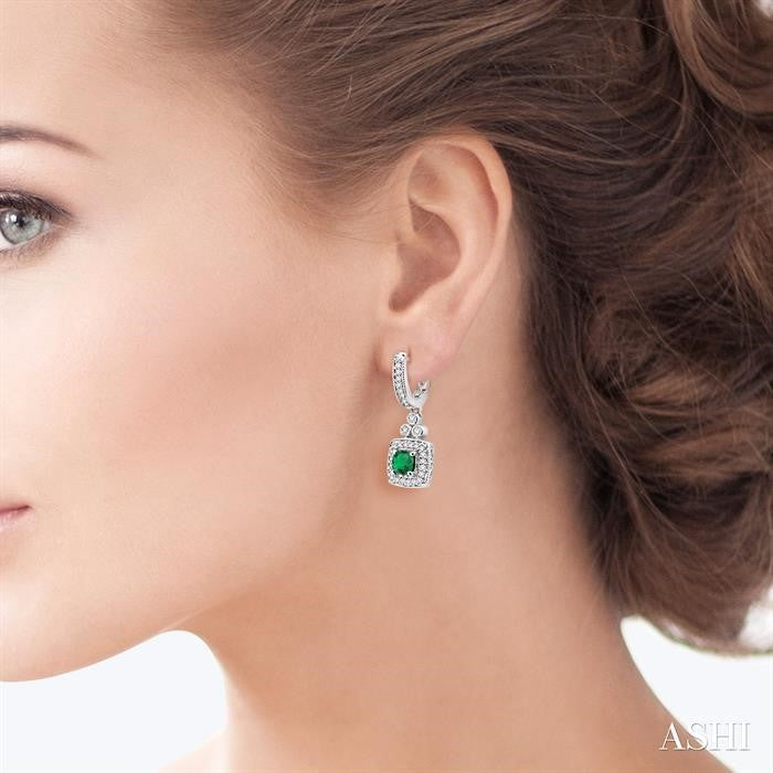 ASHI Cushion Shape Gemstone & Halo Diamond Earrings 58355PPFNEREMWG