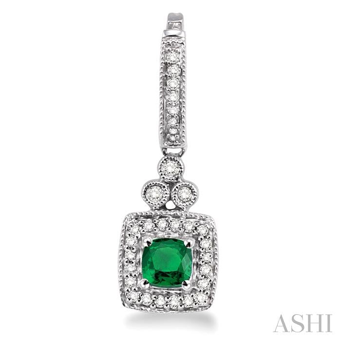 ASHI Cushion Shape Gemstone & Halo Diamond Earrings 58355PPFNEREMWG