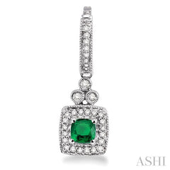 ASHI Cushion Shape Gemstone & Halo Diamond Earrings 58355PPFNEREMWG