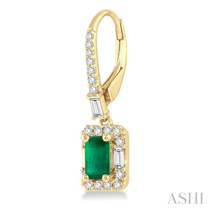 ASHI Emerald Shape Gemstone & Halo Diamond Earrings 58493PPFGEREMYG