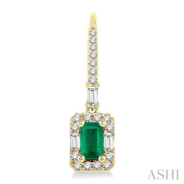 ASHI Emerald Shape Gemstone & Halo Diamond Earrings 58493PPFGEREMYG