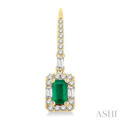 ASHI Emerald Shape Gemstone & Halo Diamond Earrings 58493PPFGEREMYG