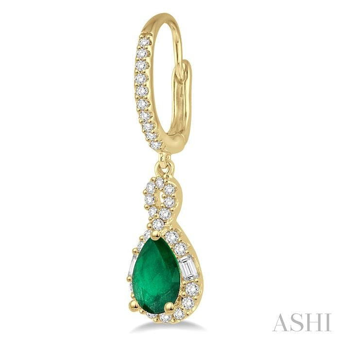 ASHI Pear Shape Gemstone & Halo Diamond Earrings 58533PPFGEREMYG
