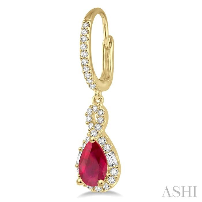 ASHI Pear Shape Gemstone & Halo Diamond Earrings 58533PPFGERRBYG