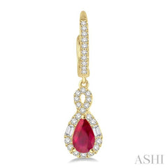 ASHI Pear Shape Gemstone & Halo Diamond Earrings 58533PPFGERRBYG