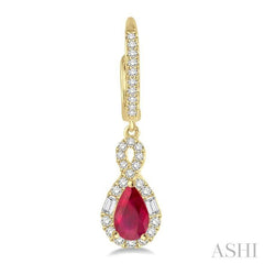 ASHI Pear Shape Gemstone & Halo Diamond Earrings 58533PPFGERRBYG