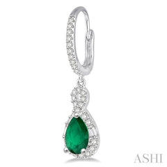 ASHI Pear Shape Gemstone & Halo Diamond Earrings 58533PPFHEREMWG