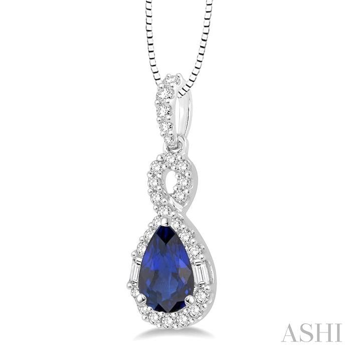 ASHI Pear Shape Gemstone & Halo Diamond Pendant 58535PPFHPDSPWG