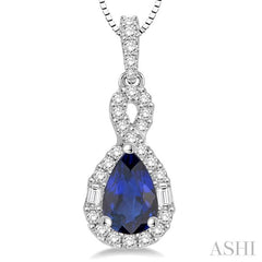 ASHI Pear Shape Gemstone & Halo Diamond Pendant 58535PPFHPDSPWG