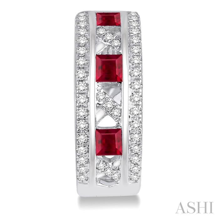 ASHI Princess Shape Gemstone & Diamond Hoop Earrings 58545PPFHERRBWG