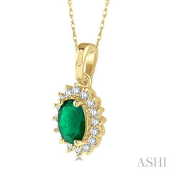 ASHI Oval Shape Gemstone & Halo Diamond Pendant 58568PPTXPDEMYG