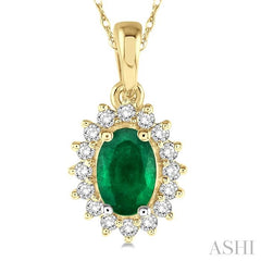 ASHI Oval Shape Gemstone & Halo Diamond Pendant 58568PPTXPDEMYG