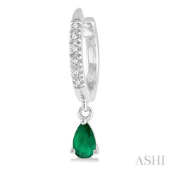 ASHI Pear Shape Gemstone & Petite Diamond Huggie Fashion Earrings 58638PPTSEREMWG