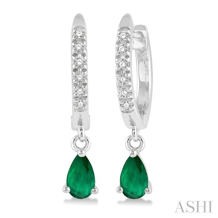 ASHI Pear Shape Gemstone & Petite Diamond Huggie Fashion Earrings 58638PPTSEREMWG