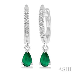 ASHI Pear Shape Gemstone & Petite Diamond Huggie Fashion Earrings 58638PPTSEREMWG