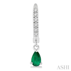 ASHI Pear Shape Gemstone & Petite Diamond Huggie Fashion Earrings 58638PPTSEREMWG