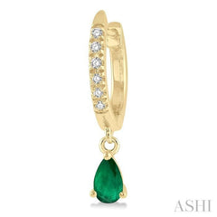 ASHI Pear Shape Gemstone & Petite Diamond Huggie Fashion Earrings 58638PPTSEREMYG