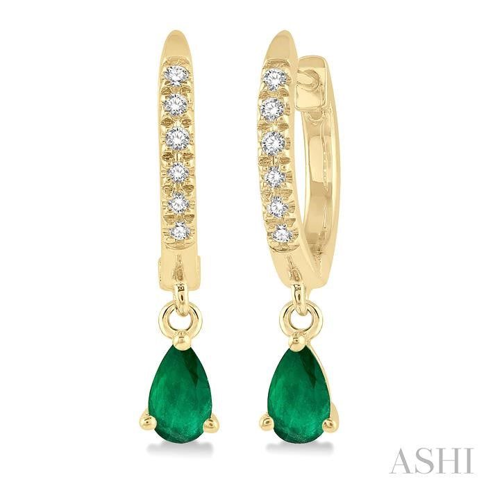 ASHI Pear Shape Gemstone & Petite Diamond Huggie Fashion Earrings 58638PPTSEREMYG