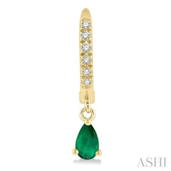 ASHI Pear Shape Gemstone & Petite Diamond Huggie Fashion Earrings 58638PPTSEREMYG