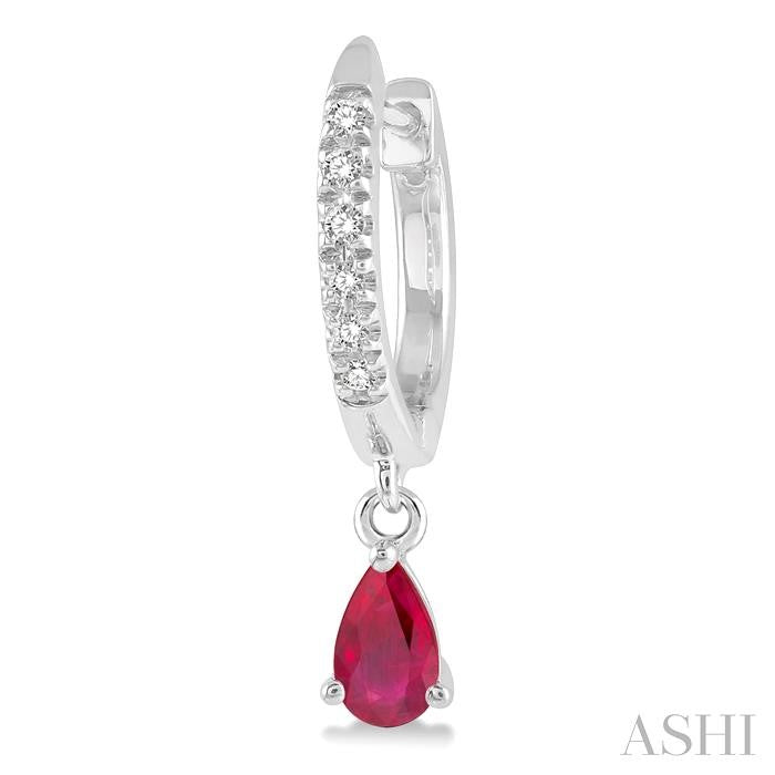 ASHI Pear Shape Gemstone & Petite Diamond Huggie Fashion Earrings 58638PPTSERRBWG
