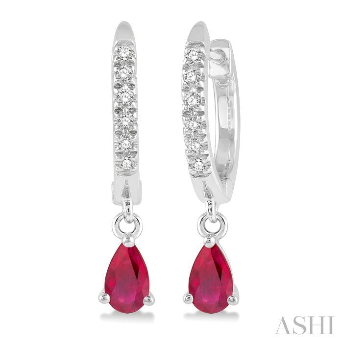 ASHI Pear Shape Gemstone & Petite Diamond Huggie Fashion Earrings 58638PPTSERRBWG