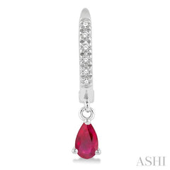 ASHI Pear Shape Gemstone & Petite Diamond Huggie Fashion Earrings 58638PPTSERRBWG