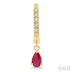 ASHI Pear Shape Gemstone & Petite Diamond Huggie Fashion Earrings 58638PPTSERRBYG