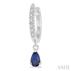 ASHI Pear Shape Gemstone & Petite Diamond Huggie Fashion Earrings 58638PPTSERSPWG