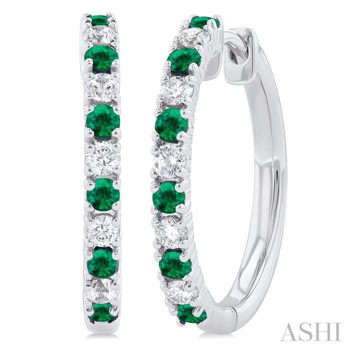 ASHI Alternate Gemstone & Diamond Hoop Earrings 58656PPTGEREMWG