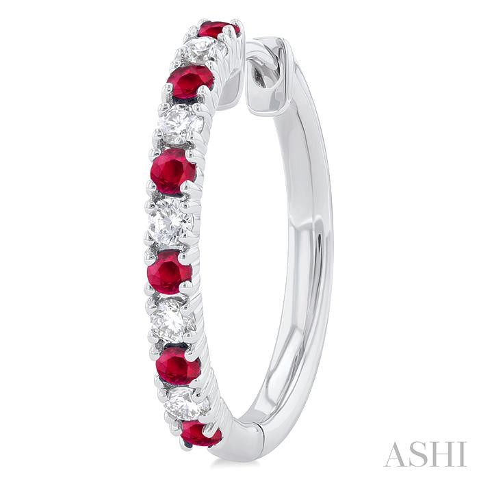 ASHI Alternate Gemstone & Diamond Hoop Earrings 58656PPTGERRBWG