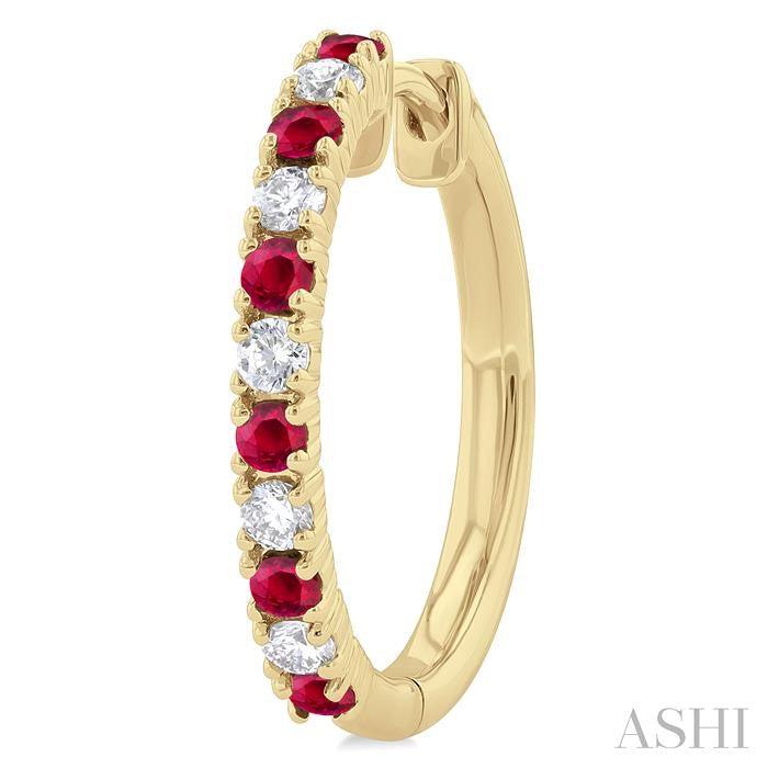 ASHI Alternate Gemstone & Diamond Hoop Earrings 58656PPTGERRBYG