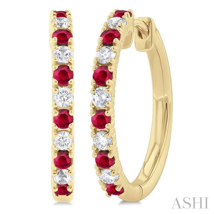 ASHI Alternate Gemstone & Diamond Hoop Earrings 58656PPTGERRBYG