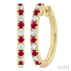 ASHI Alternate Gemstone & Diamond Hoop Earrings 58656PPTGERRBYG