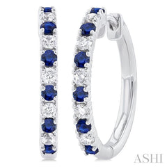 ASHI Alternate Gemstone & Diamond Hoop Earrings 58656PPTGERSPWG