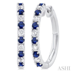 ASHI Alternate Gemstone & Diamond Hoop Earrings 58656PPTGERSPWG