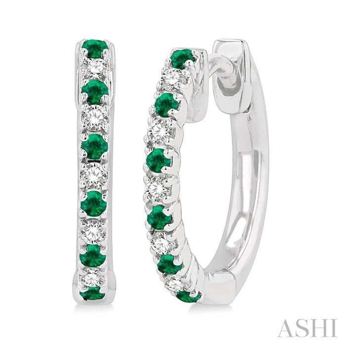 ASHI Alternate Gemstone & Diamond Huggie Fashion Earrings 58658PPTSEREMWG
