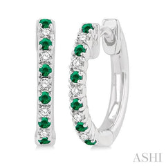 ASHI Alternate Gemstone & Diamond Huggie Fashion Earrings 58658PPTSEREMWG